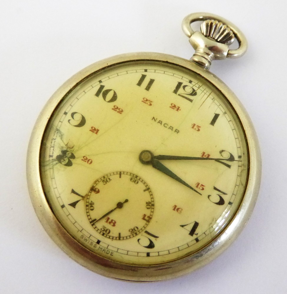Antique Swiss Nacar   Mechanical Pocket Watch