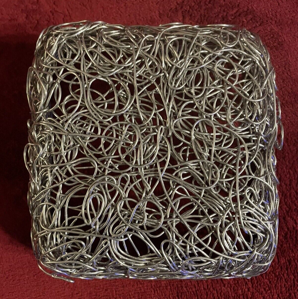 UNIQUE TWISTED METAL SILVER WIRE 8" BOHO STYLE BREAD / FRUIT BASKET