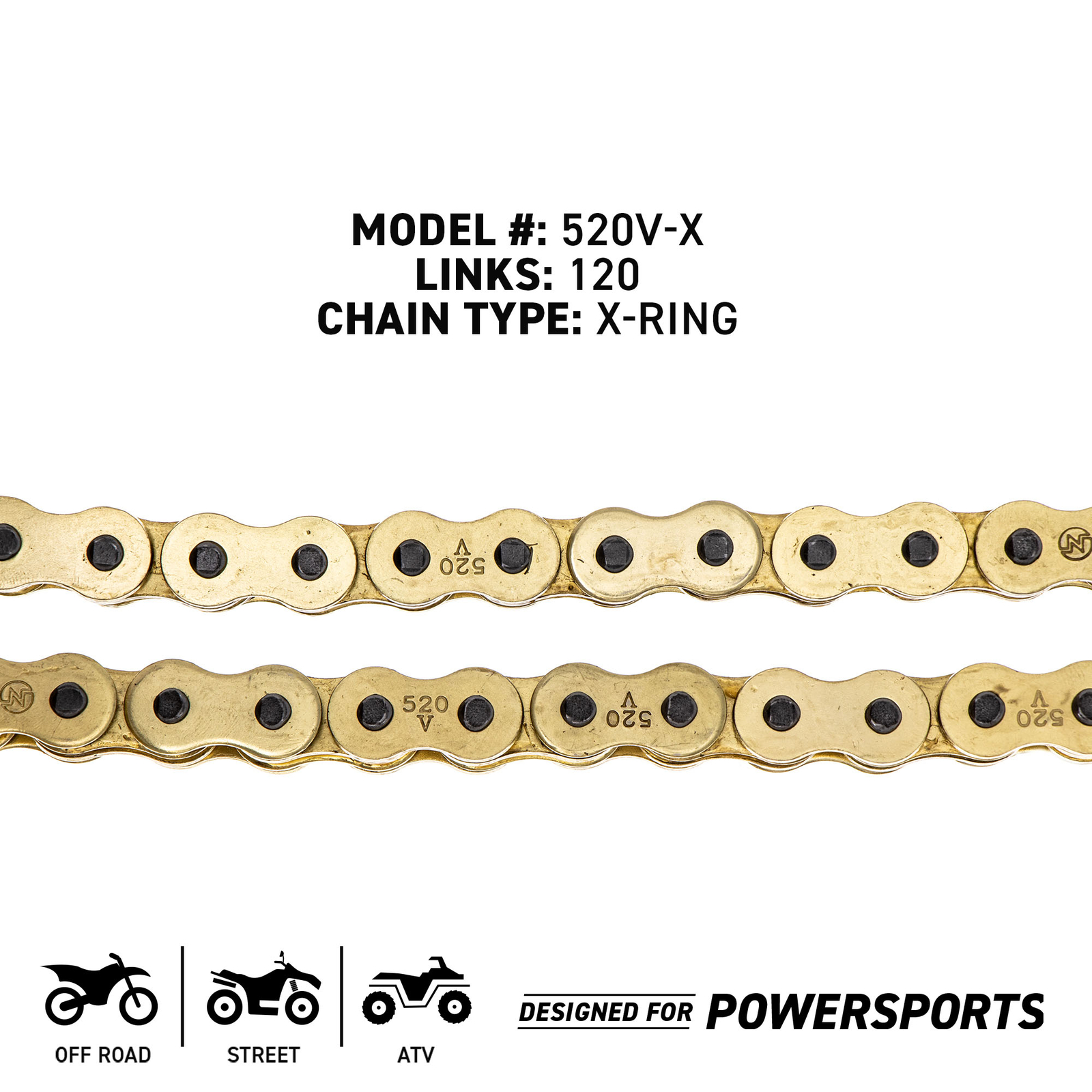 NICHE Gold 520 X-Ring Chain 120 Links With Connecting Master Link Motorcycle