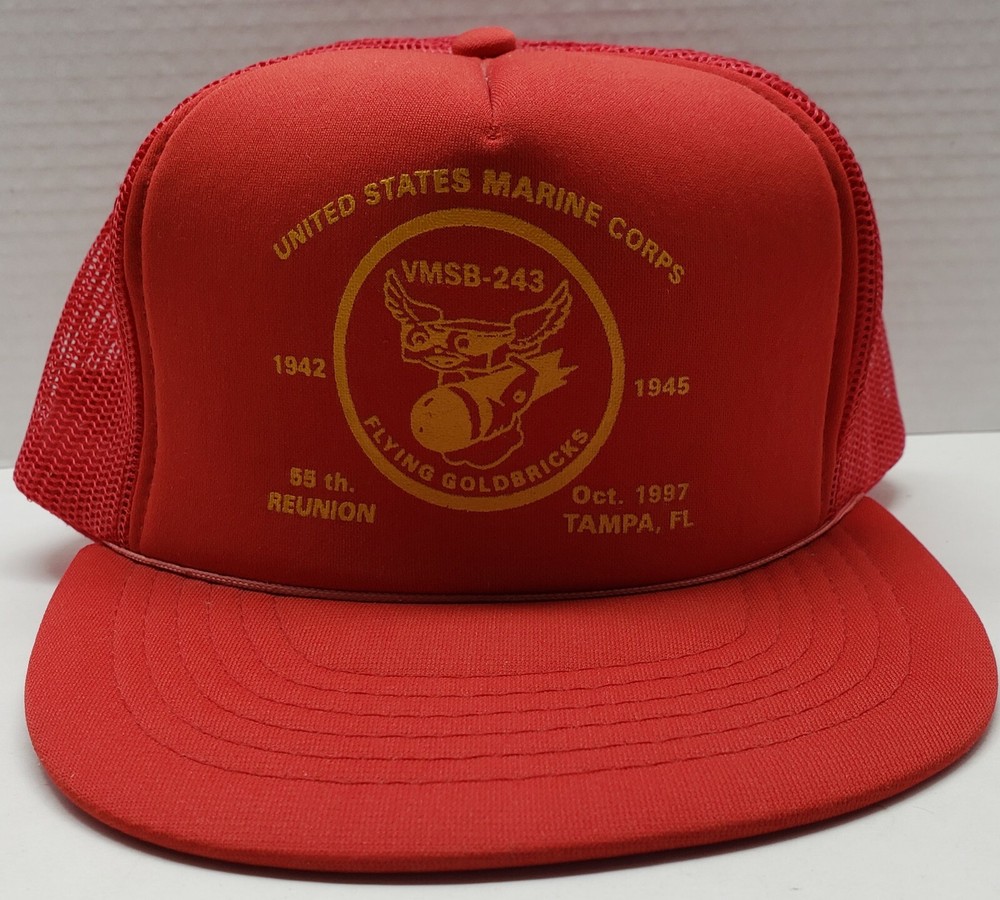 MARINE CORPS VMSB-243 FLYING GOLDBRICKS SNAP BACK CAP TRUCKER HAT RARE!! Yupoong