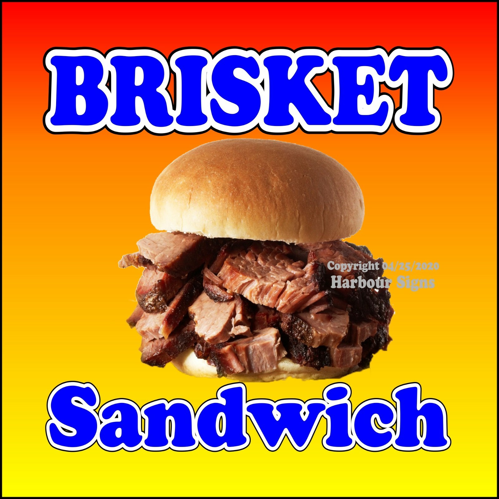 Brisket Sandwich DECAL (Choose Your Size) BBQ Concession Food Truck Sticker