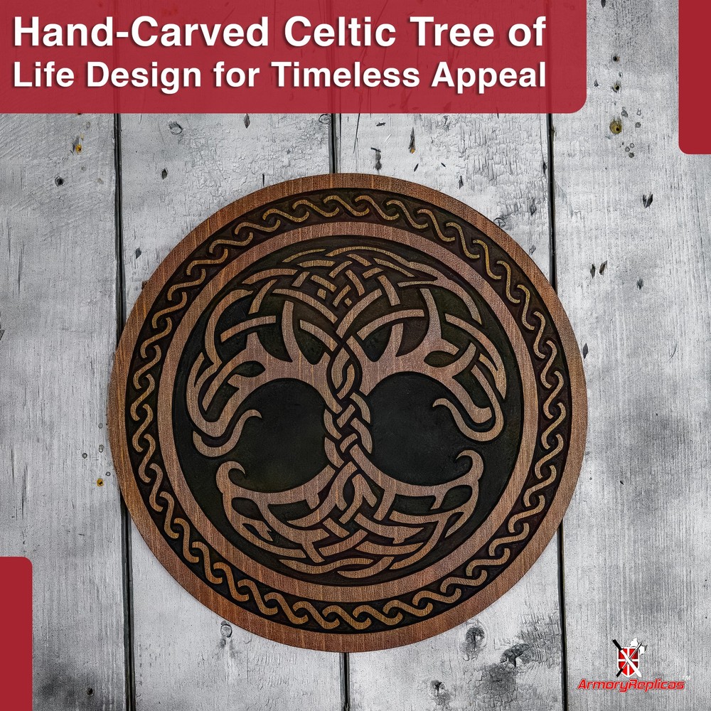 Fantasy Celtic Sword Wall Display Plaque | Dagger Mount Shield Hanger Wood