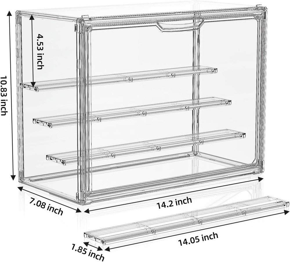 2 Pcs Stackable Clear Acrylic 4 Tier Figure Display Case with 3 Movable Plates