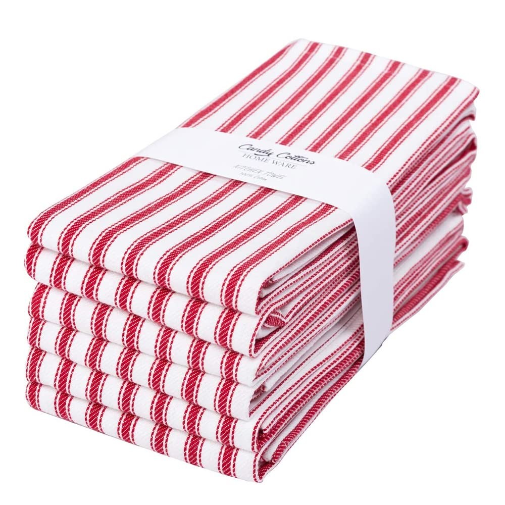 Stripe Kitchen Dish Towels With Hanging Loop - Boho Absorbent Festive Gift Se...