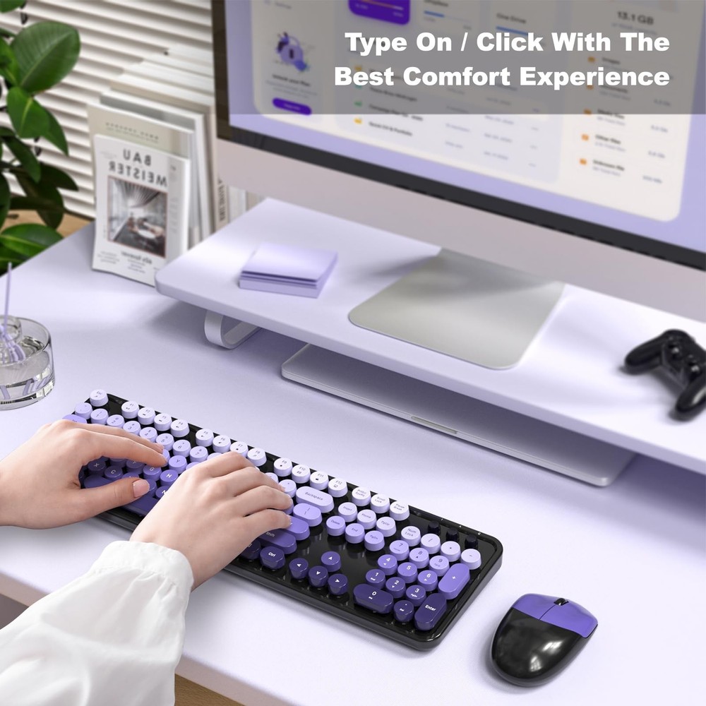 MOFII Wireless Computer Keyboard and Mouse Combo, Typewriter Full Size Keyboa...