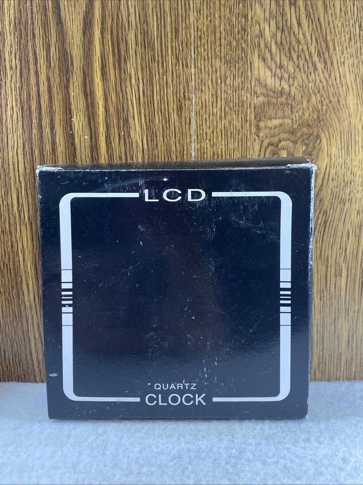 Vintage LCD Quartz Clock in Box Needs Battery CLEAR 1980's