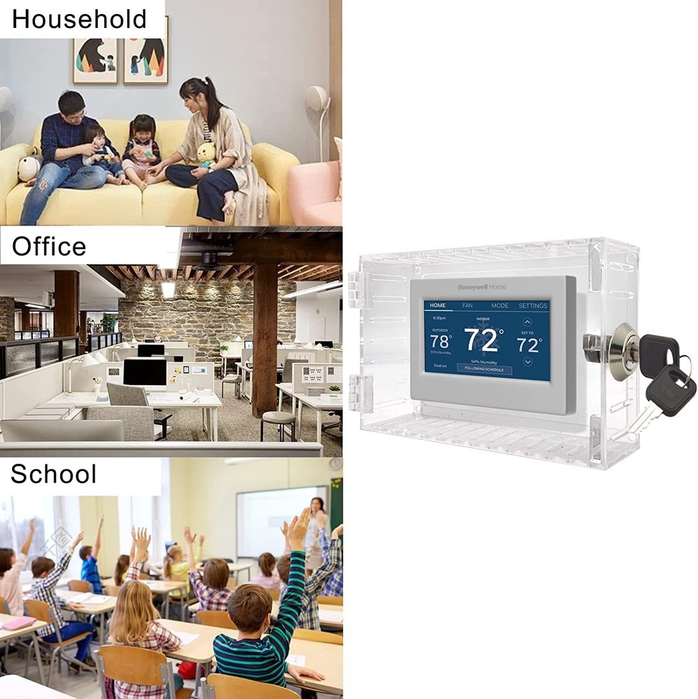 Universal Thermostat Lock Box with Key,Clear Large Cover for...
