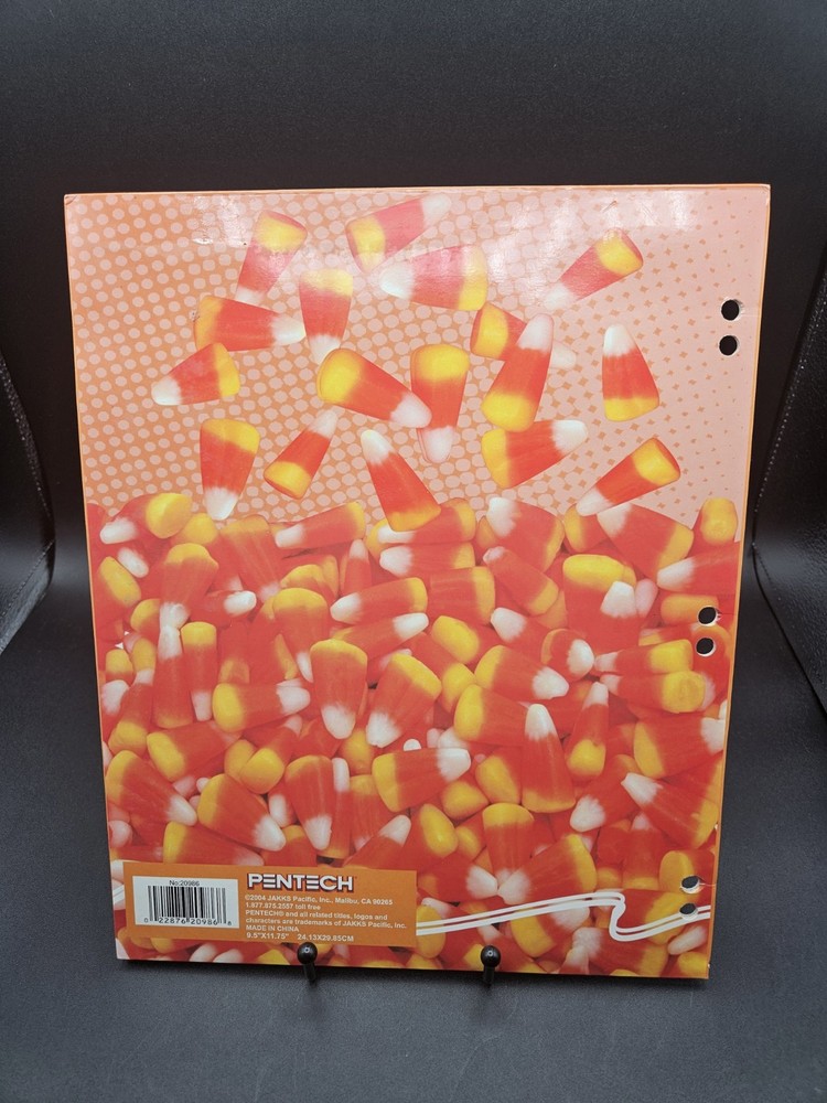 Vintage Pentech Candy Corn Swoosh 2 Pocket Folder Halloween Candy Nostalgia Gift