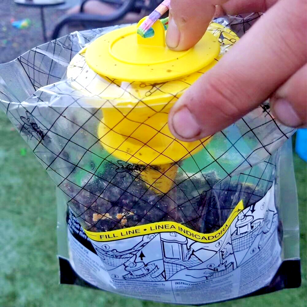 10 Pack Outdoor Fly Traps, Disposable Non Toxic Hanging Catcher Killer Large Bag
