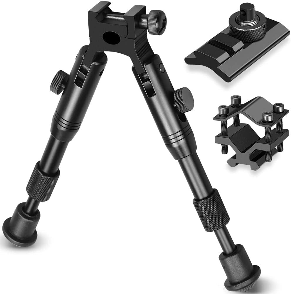 6''Spring Return Hunting Rifle Bipod with Ring Mount/Swivel Adapter/Barrel Mount