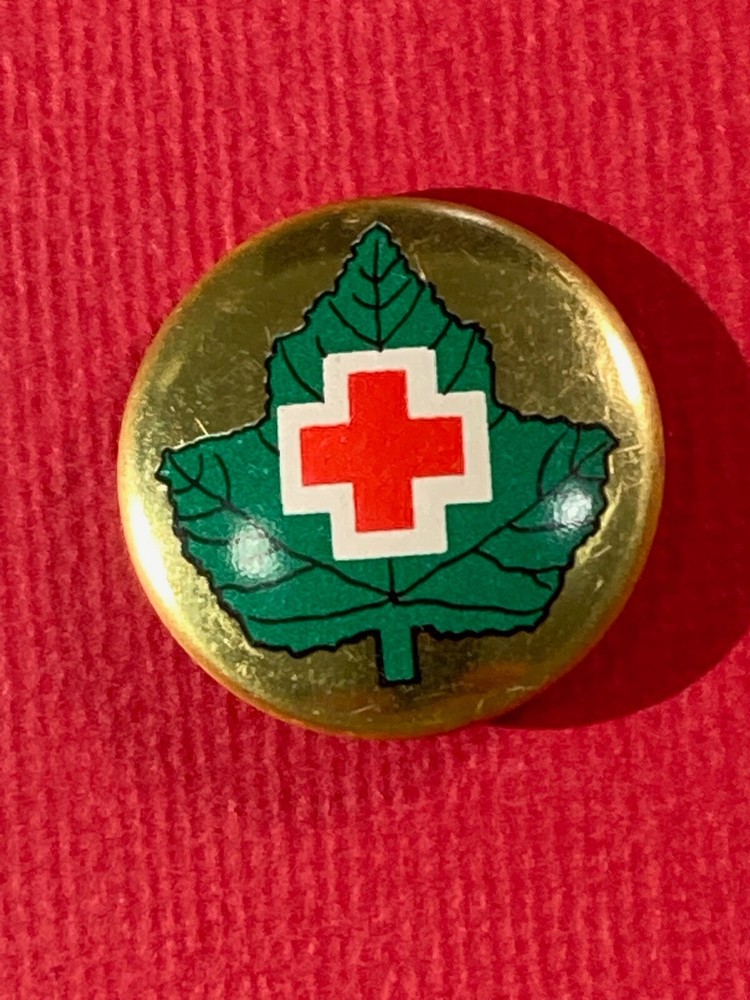 Vintage  Red Cross Button / Pin