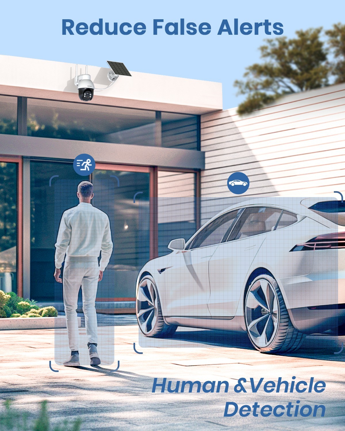 AOSU Solar Security Camera Wireless Outdoor 3KSurveillance work with Alexa,2pack