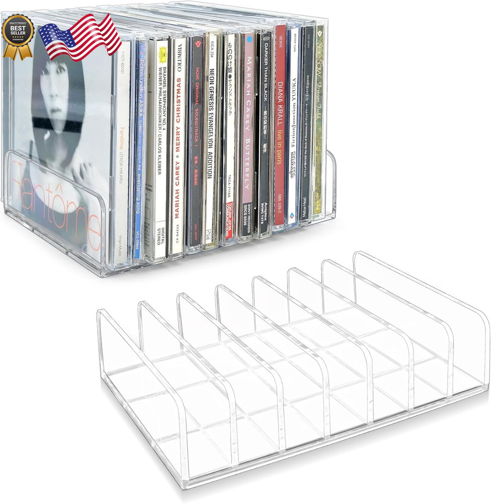 Clear Acrylic CD Holder DVD/CD Display Rack & Storage Box & Vinyl Record 2 Pcs