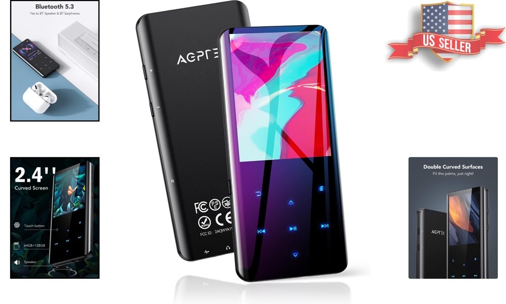 Expanded 128GB Bluetooth MP3 Player with Curved Screen—Lossless Audio Experience
