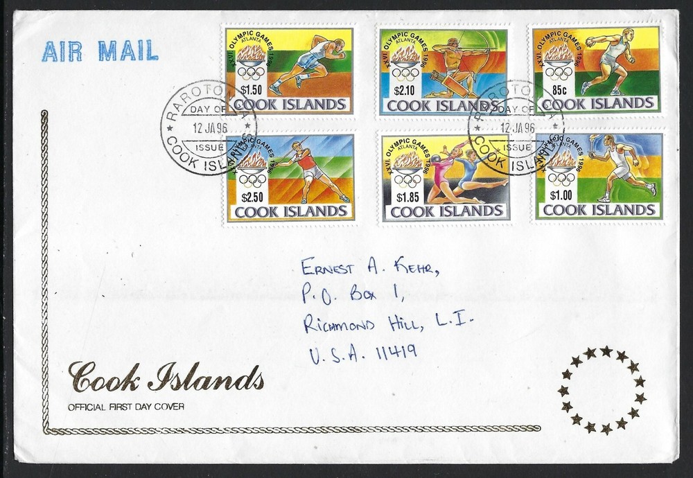 FDC from Cook IS.  96 Olympics  CV $17.75...........................22L-S