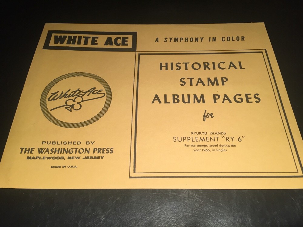 White Ace Stamp Album Supplement Pages - Ryukyu Islands - RY-6 - 1965