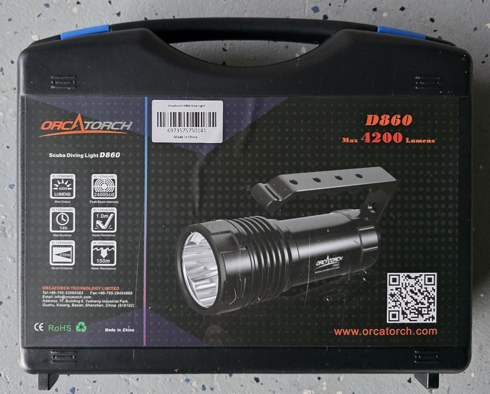 OrcaTorch D860 4200 Lumen High Performance Dive Light