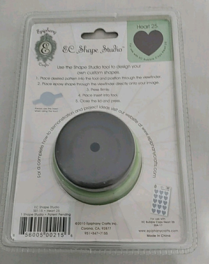 4 Epiphany EC Shape Studio Button Tool Punch Lot Square, Round 14 & 25, Heart +