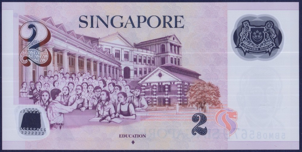 Singapore - P46f - 2 Dollars - One Solid Diamond - POLYMER - #5BM - UNC