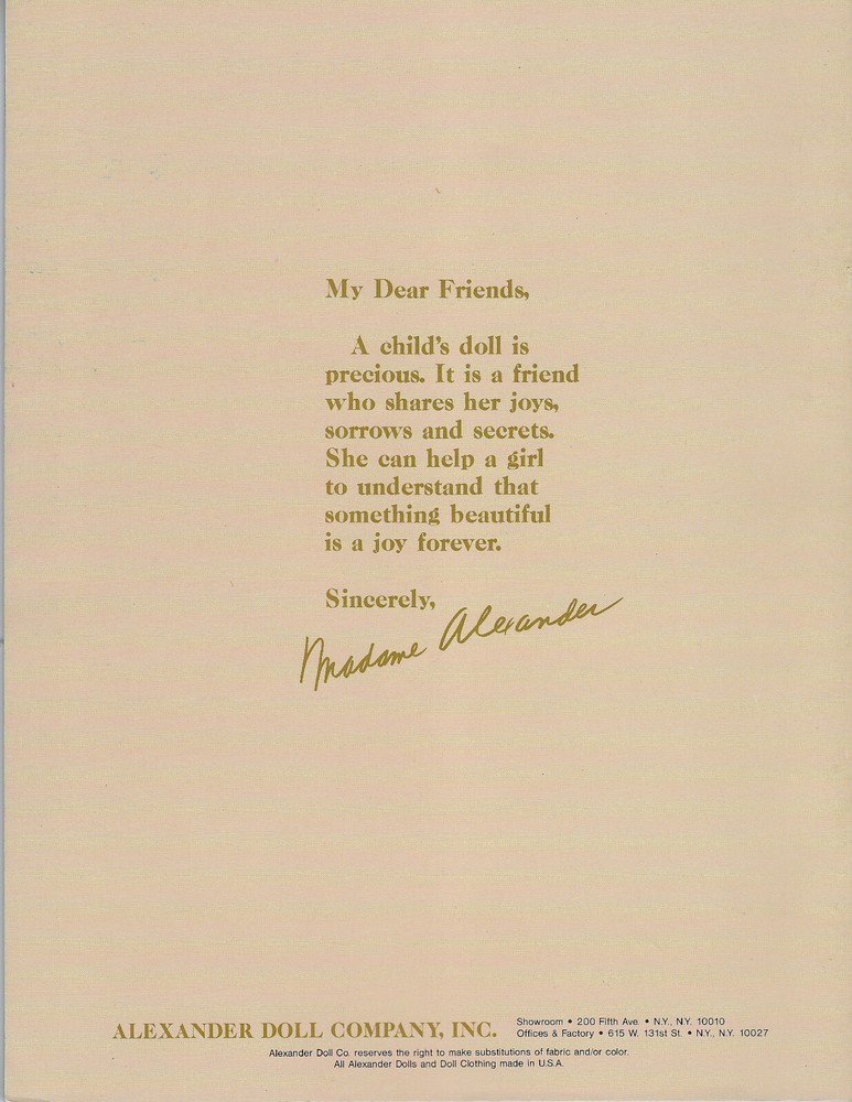 1987 Madame Alexander Collection Catalog