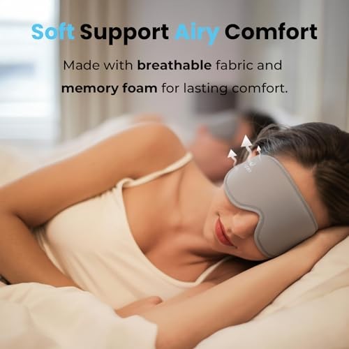 Sleep Mask, 100% Light Blocking, Zero Pressure Design with Adjustable Strap
