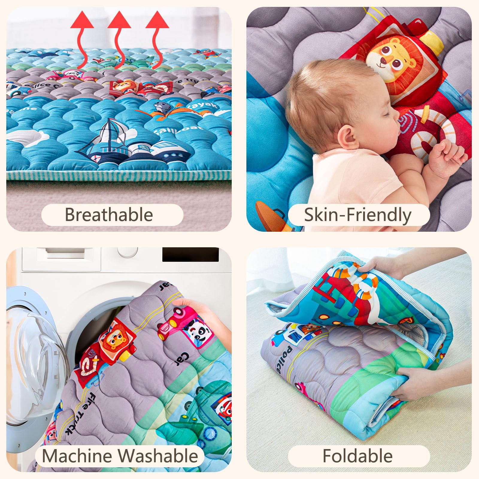 Baby Play Mat, 50x50 Playpen Mat with Super Soft Touch, Activity Mat with Upg...