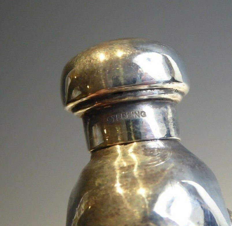 SUPERB SOLID SILVER BIRD SCENT PERFUME BOTTLE SET WITH RUBY EYES