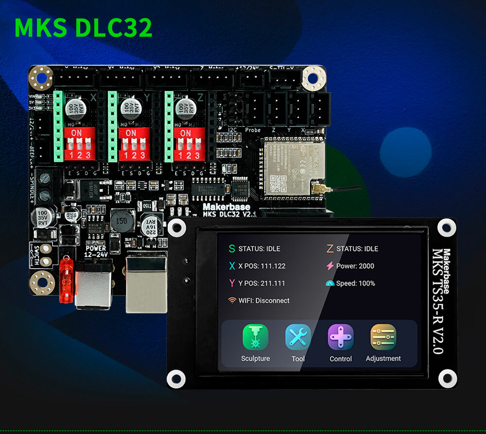 For Makerbase MKS DLC32 3D Printer Control Board Laser Engraving Motherboard CNC