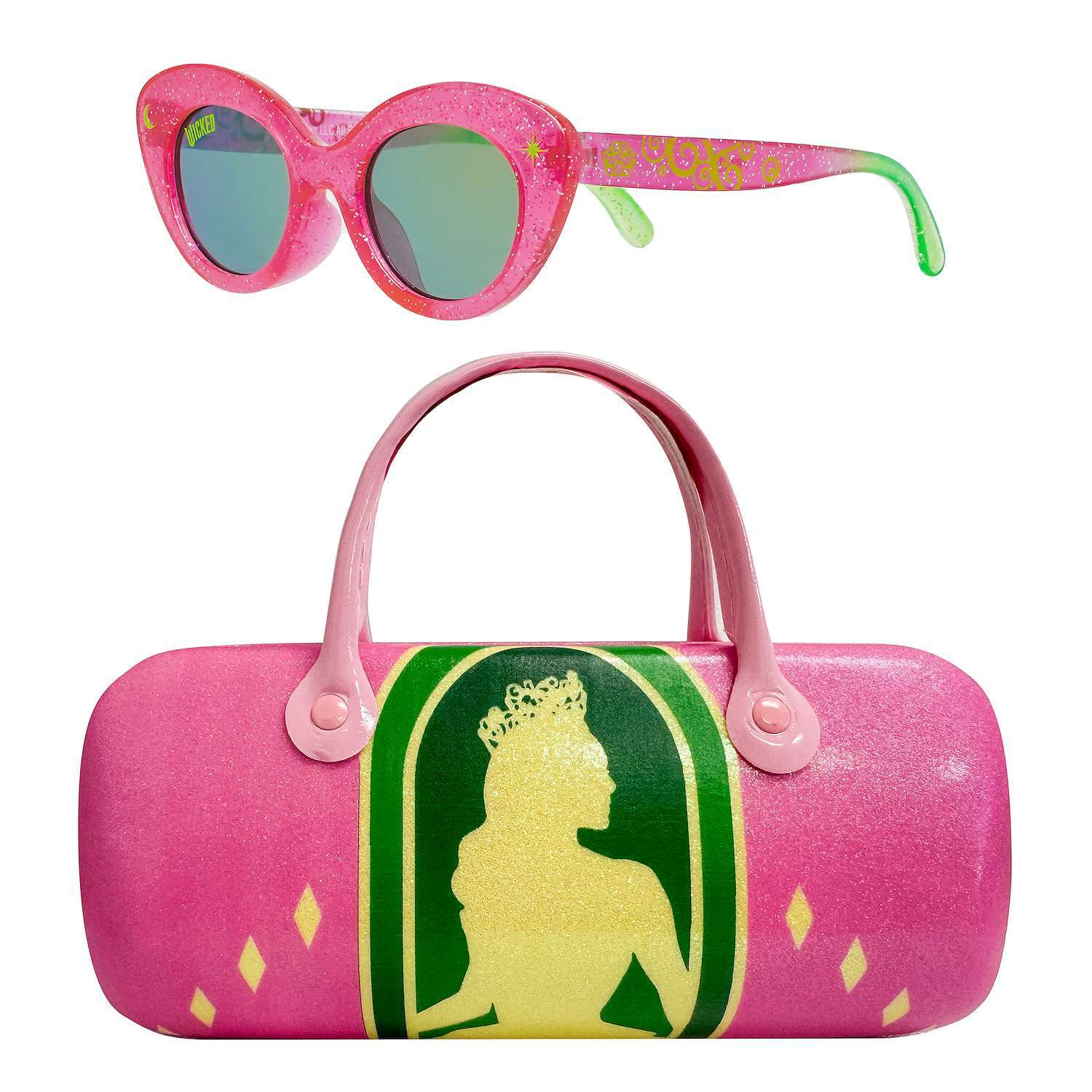 Wicked Sunglasses  Glinda Elphaba Movie Pink Green NWT Case Beach Pool