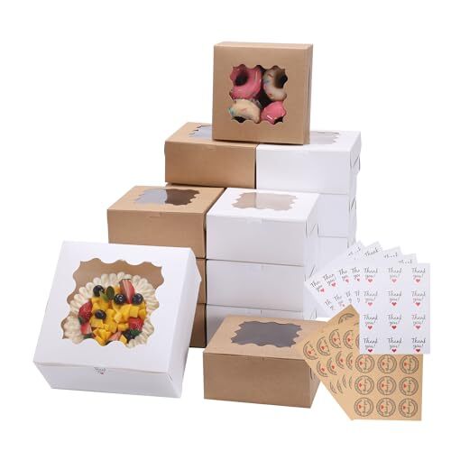 White Bakery Boxes with Window 36pcs 6x6x3 Inches Cookie Boxes Mini Cake Boxe...