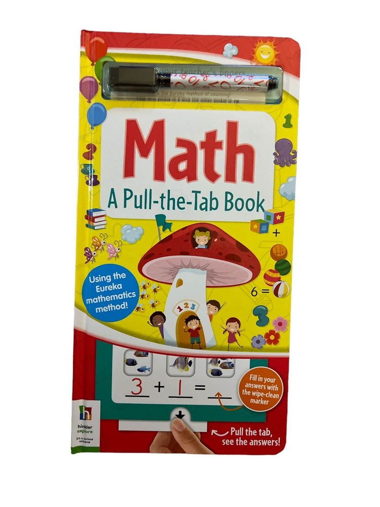 4 Kid Learning Book Math,reading Phonics Times Table Pull The Tab & Wipe Clean
