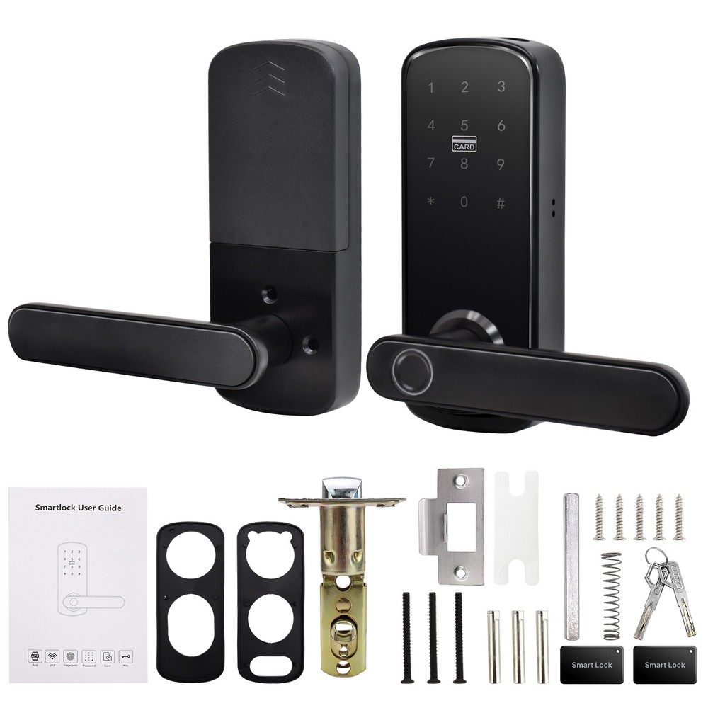 5-in-1 WiFi Smart Door Lock Fingerprint+IC+Code Passcode+Keys+APP Control Unlock