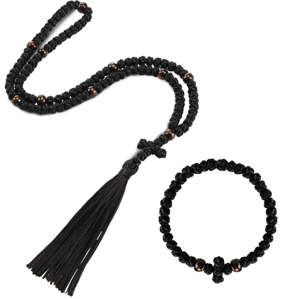 2 Pcs Orthodox Prayer Rope 100 Knots & 33 Knots Handmade Bracelet - Christian Ro