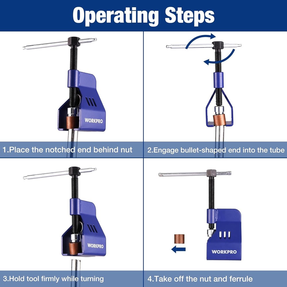 WORKPRO 1/2 Inch Copper Tube Compression Sleeve Puller, Ferrule and Compression