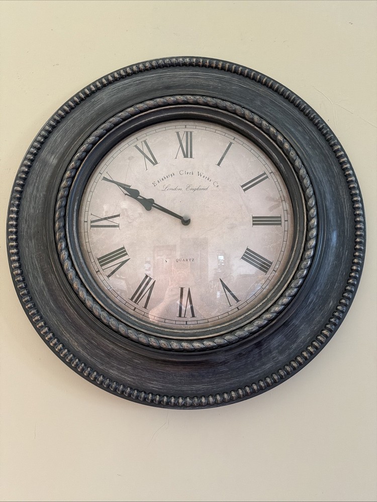 Edinburgh Clock Works Co Round Wall Clock Roman numerals 20”