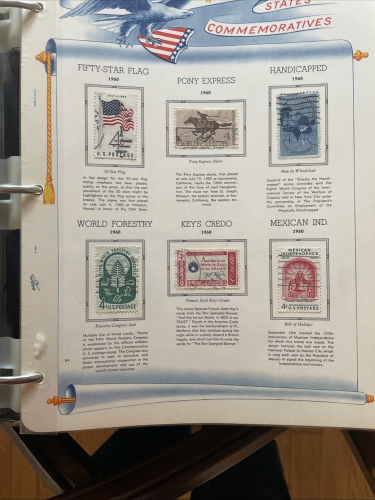 US Commemorative White Ace Album. 1959-1972. 400 Mostly Mint Stamps.