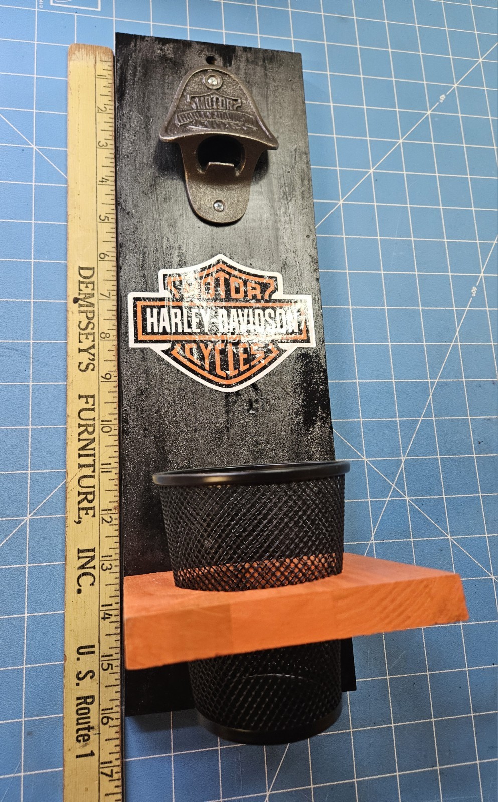Harley Davidson Wooden Sign Bottle Opener Man Cave Garage Decor NEW