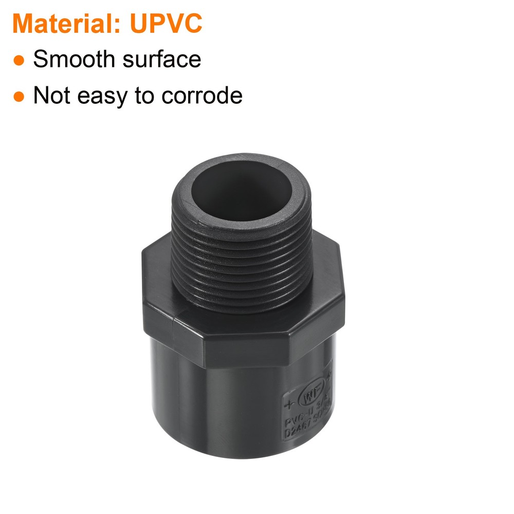 6PcsPipe Fitting 3/4NPT Male Thread 3/4" Socket Straight Connector Gray