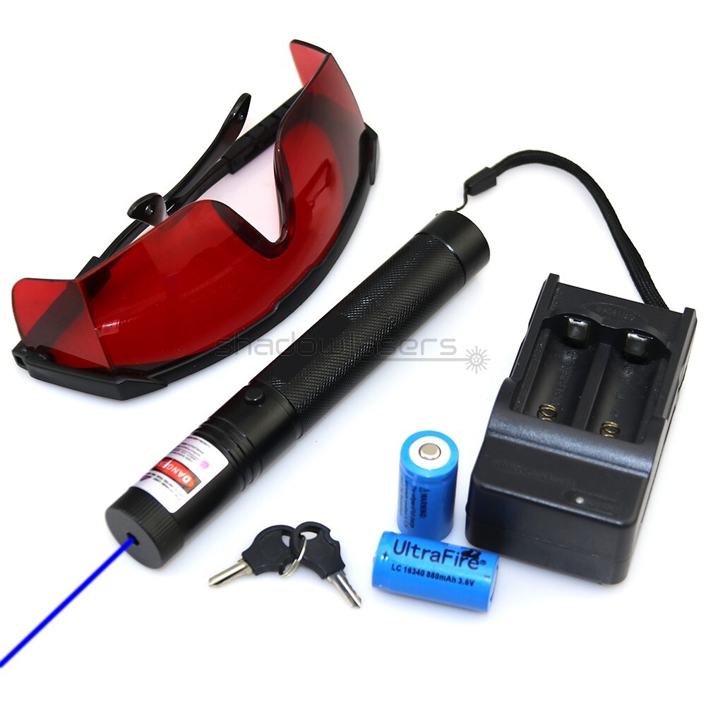 BS3 450nm Adjustable Focus Blue Laser Pointer &Battery & Charger & Goggles & Key