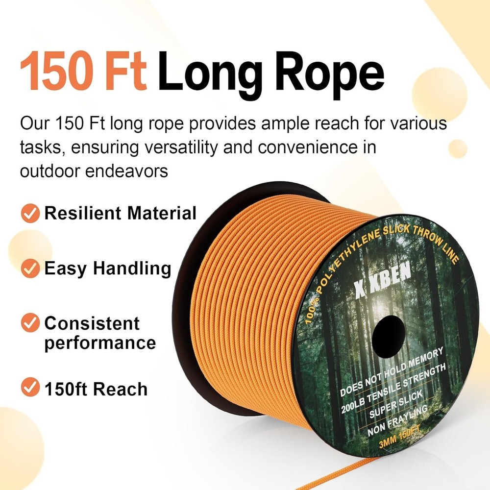 Arborist Throw Line Kit with Slick Rope, Throw Weight, Reflective Storage