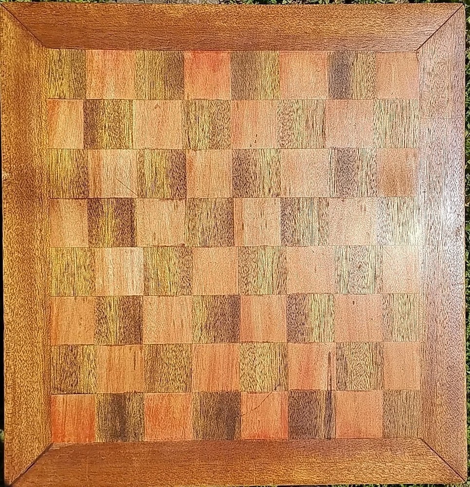 Large 19" Antique Handmade Solid Oak Chess Board