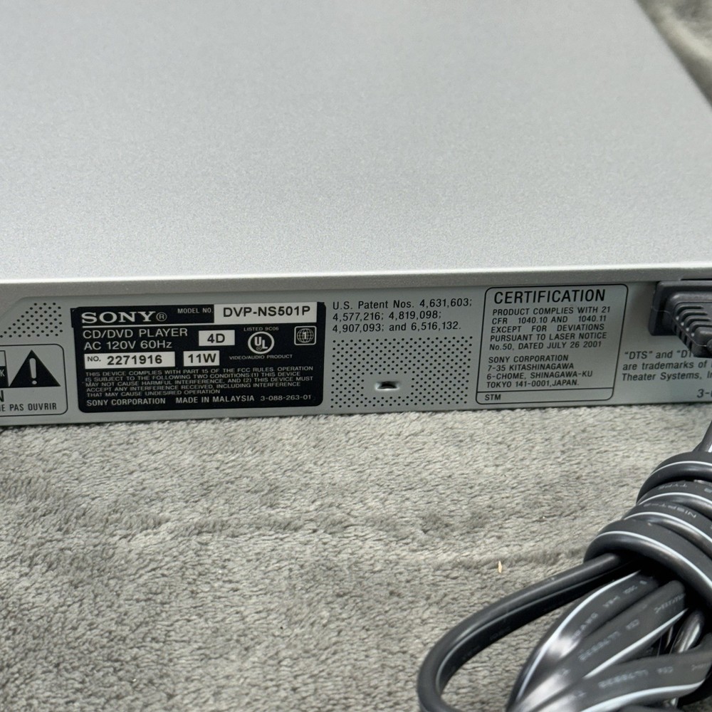 Sony Progressive Scan CD/DVD Player Model DVP-NS501P NO Remote Tested