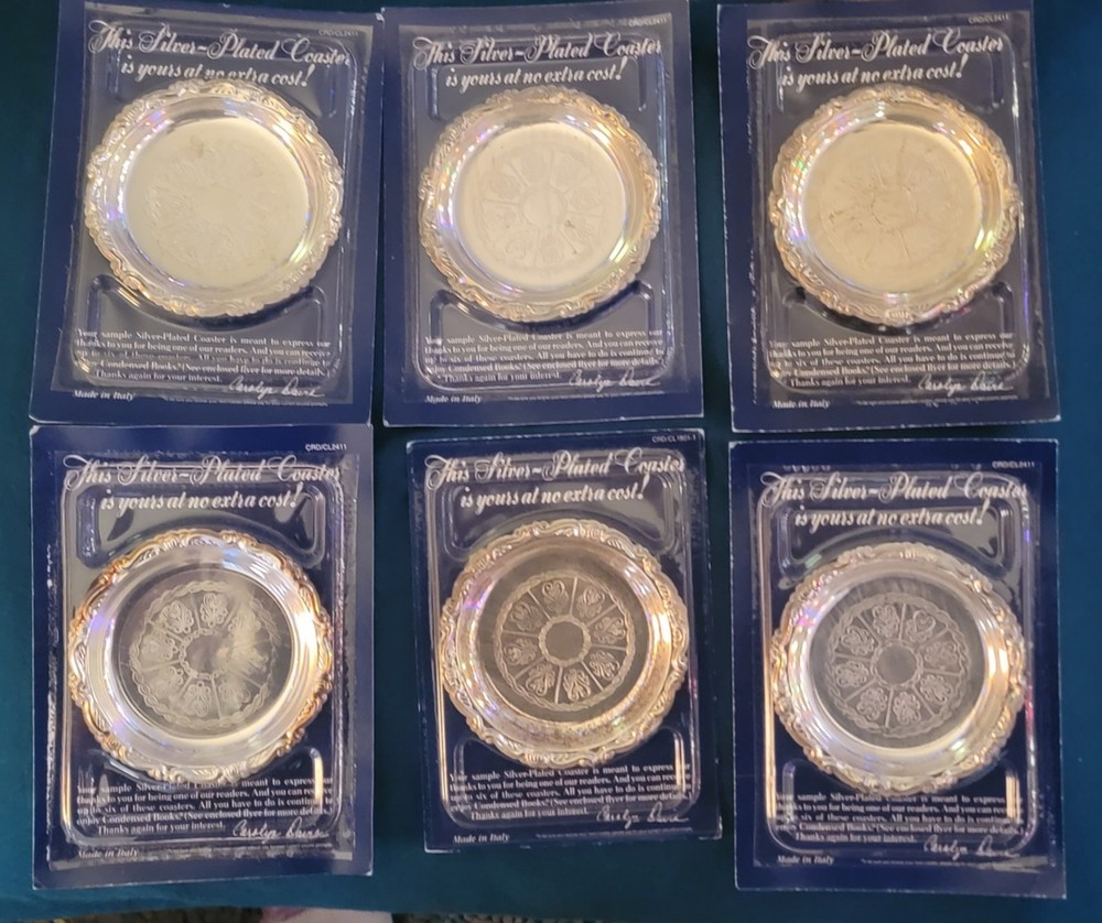 Vintage 1988 Vintage Readers Digest Exclusive Silver Plated Coaster Set of 6