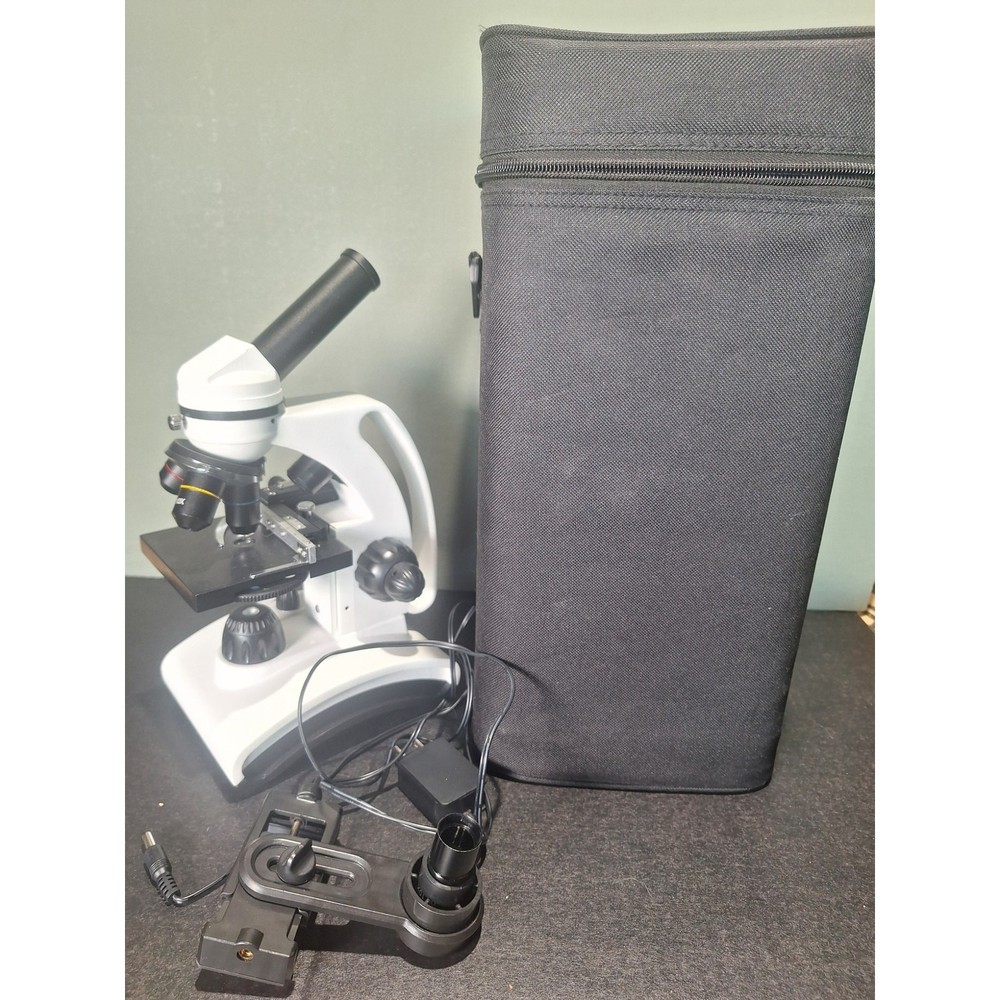 40x-400x Dual LED Compound Microscope Mechanical Stage w/ Case & Phone Mount