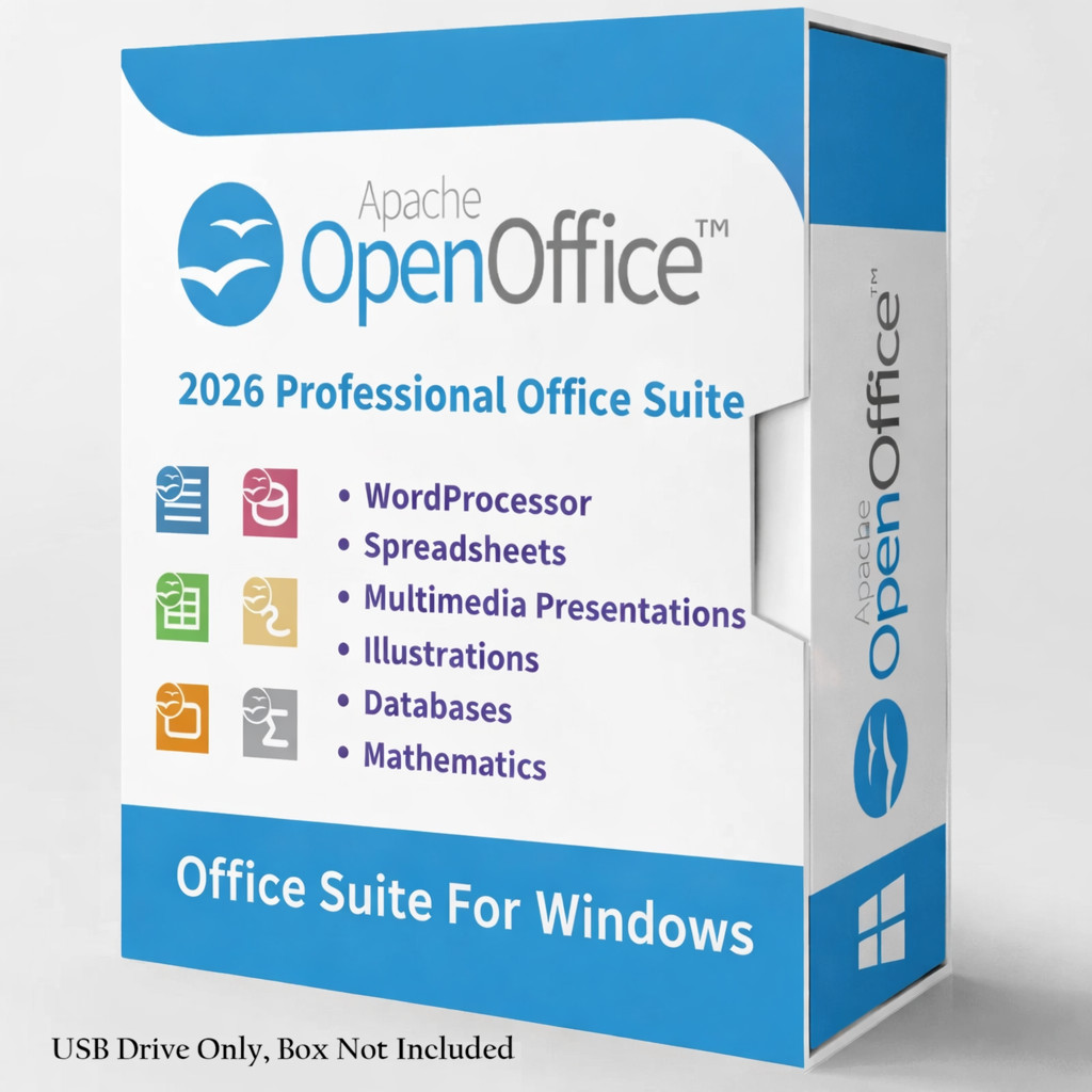 Open Office Home and Student 2026 for Windows - Office Software Suite on USB