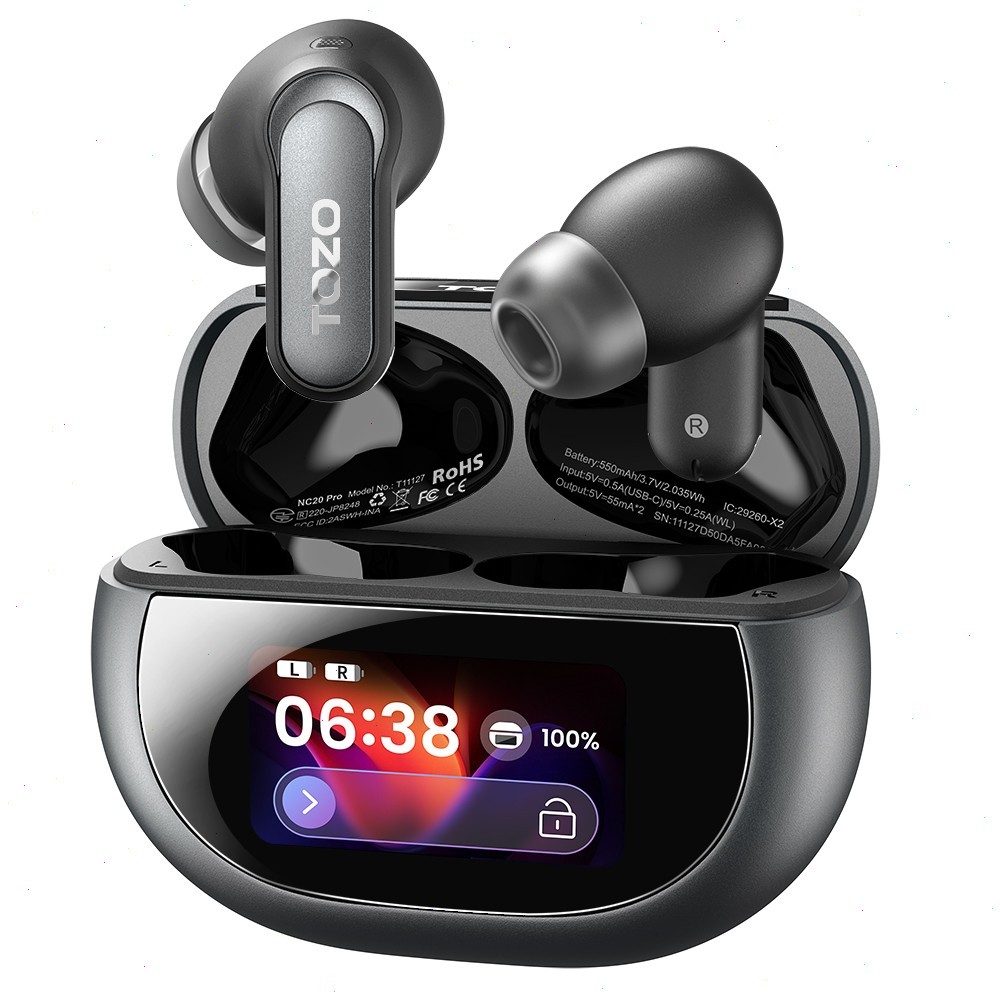 TOZO NC20 Pro Bluetooth Wireless Earbuds with Smart Touch Screen Charger Case