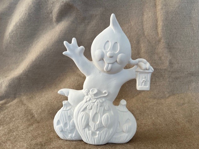 Halloween Ghost w/Pumpkin U-paint Ceramic Bisque 8”