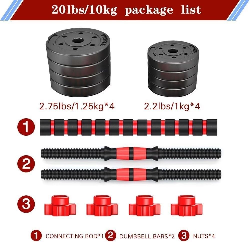 Home Gym Essential: Adjustable Lightweight Dumbbells Set with Barbell Function