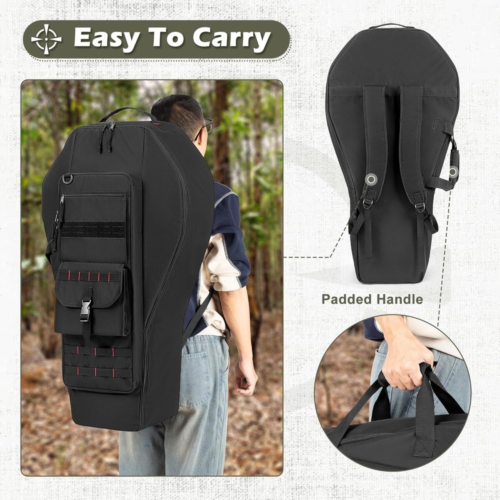 Padded Soft Compound Bow Case with Arrow Pocket and Tactical Backpack Straps