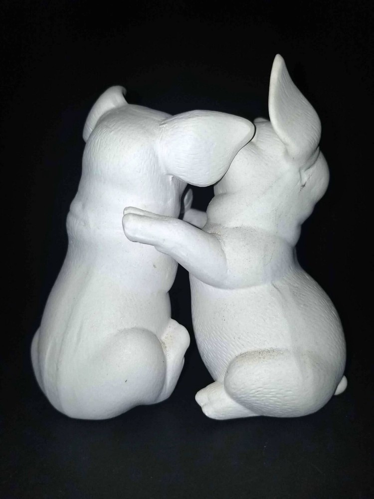 Unpainted Ceramic Bisqueware Hugging Pigs